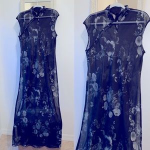 VINTAGE SHEER CHEONGSAM LONG DRESS